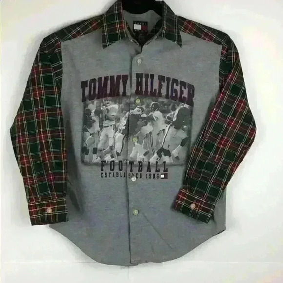 Boy's Tommy Hilfiger Football Button-Up Size: S - Picture 1 of 6